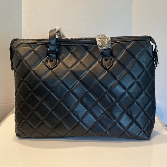 NWT Badgley Mischka Quilted‎ Tote Bag With Crossbody Strap, Black, $199 - Picture 7 of 16